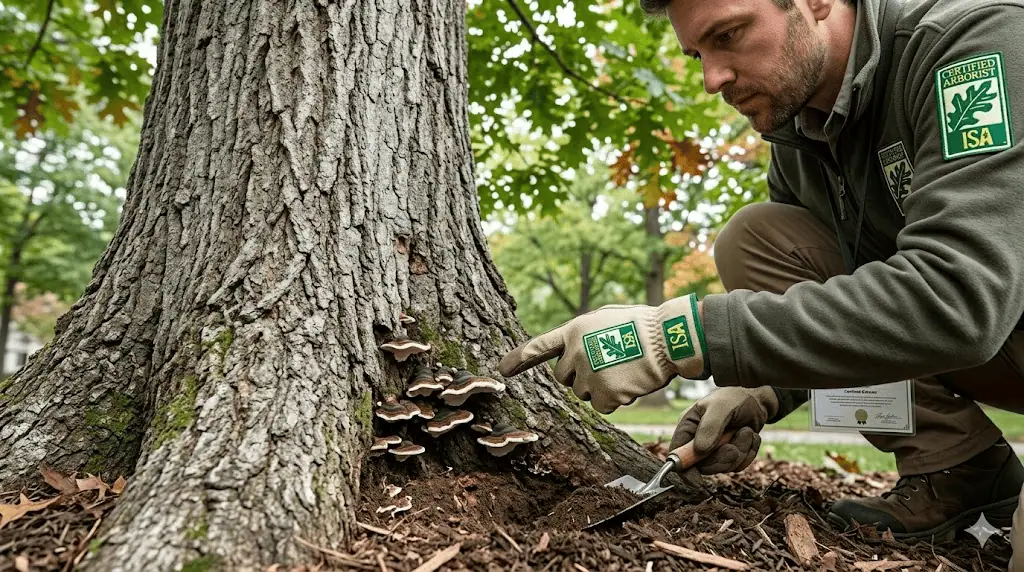 An ISA Certified Arborist assessing a tree's health and safety in Minnesota.