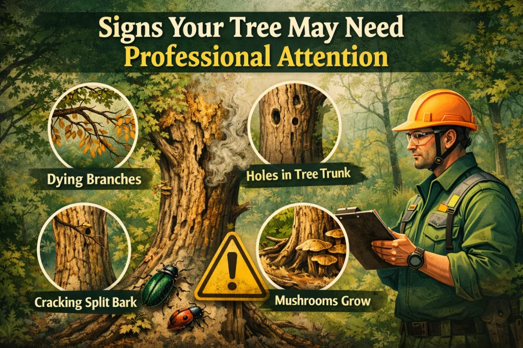 Diverse Minnesota tree species including oaks, elms, and magnolias in a healthy ecosystem.